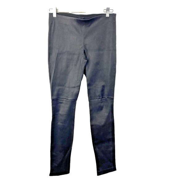 Theory Leather Pants Womens Size 4 Piall Black 100% Lamb Pull On Skinny - Picture 1 of 6